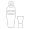 outlined cocktail shaker and jigger icons